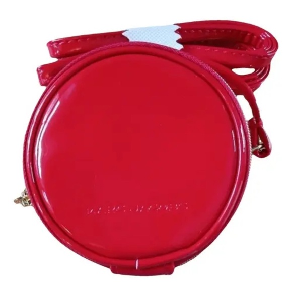 NWT MARC JACOBS Mini 4" Glossy Red Patent Leather Crossbody Adjustable Round - Picture 1 of 5